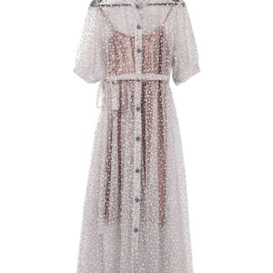 LéVan X OBH Shiny Light Pink Short Sleeves Dress